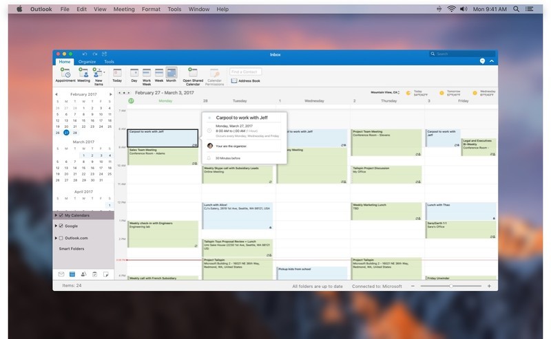 outlook 2016 for mac now supports google calendar